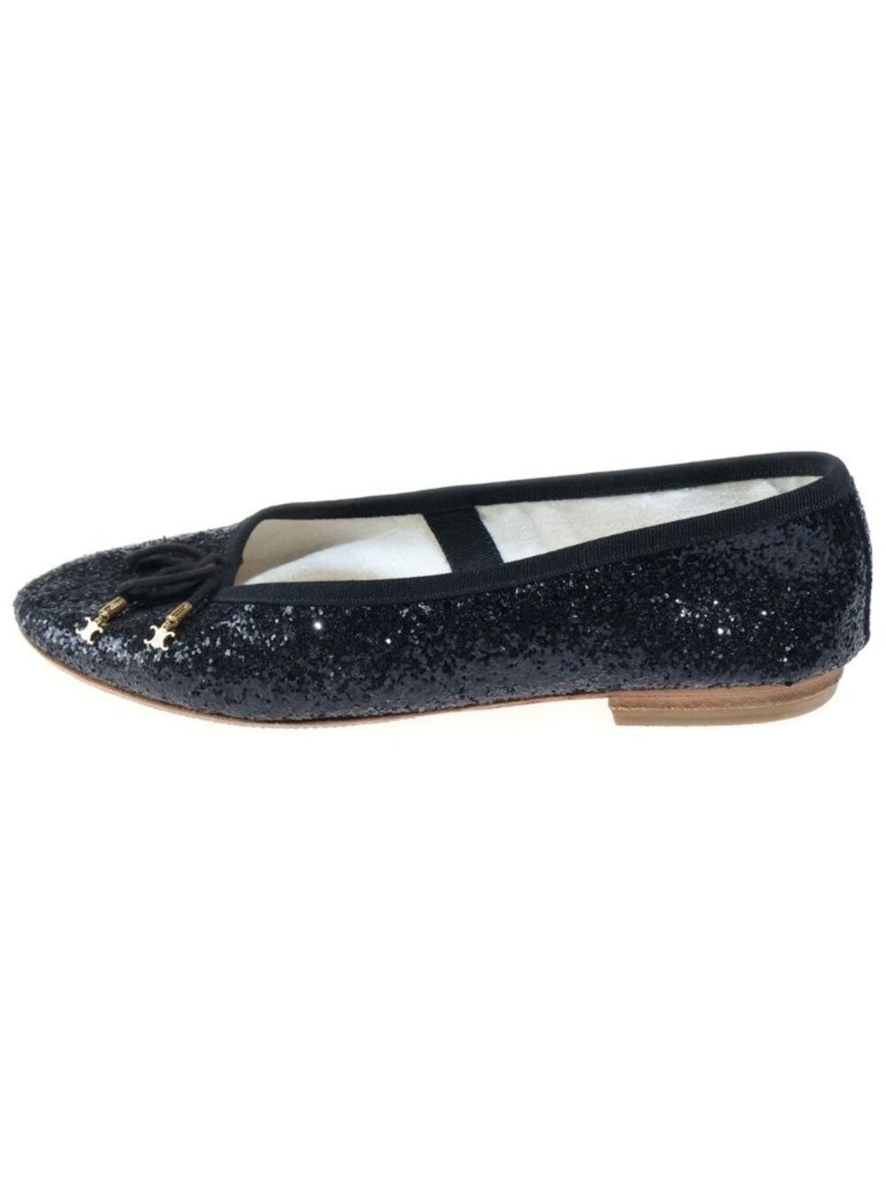 Celine Triomphe Sequin Flat Pumps Mules Black